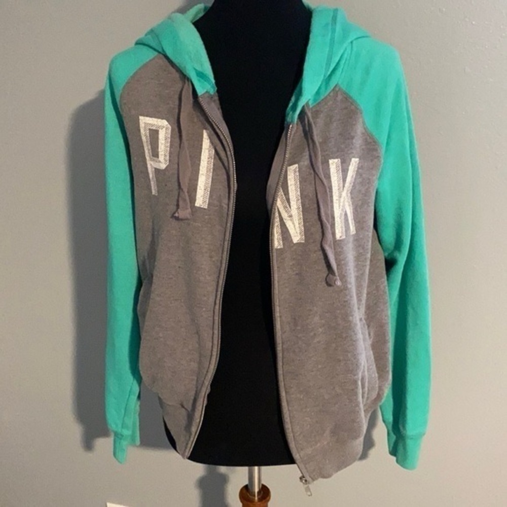 Teal & Grey Zip Up Hoodie size small - Picture 10 of 11
